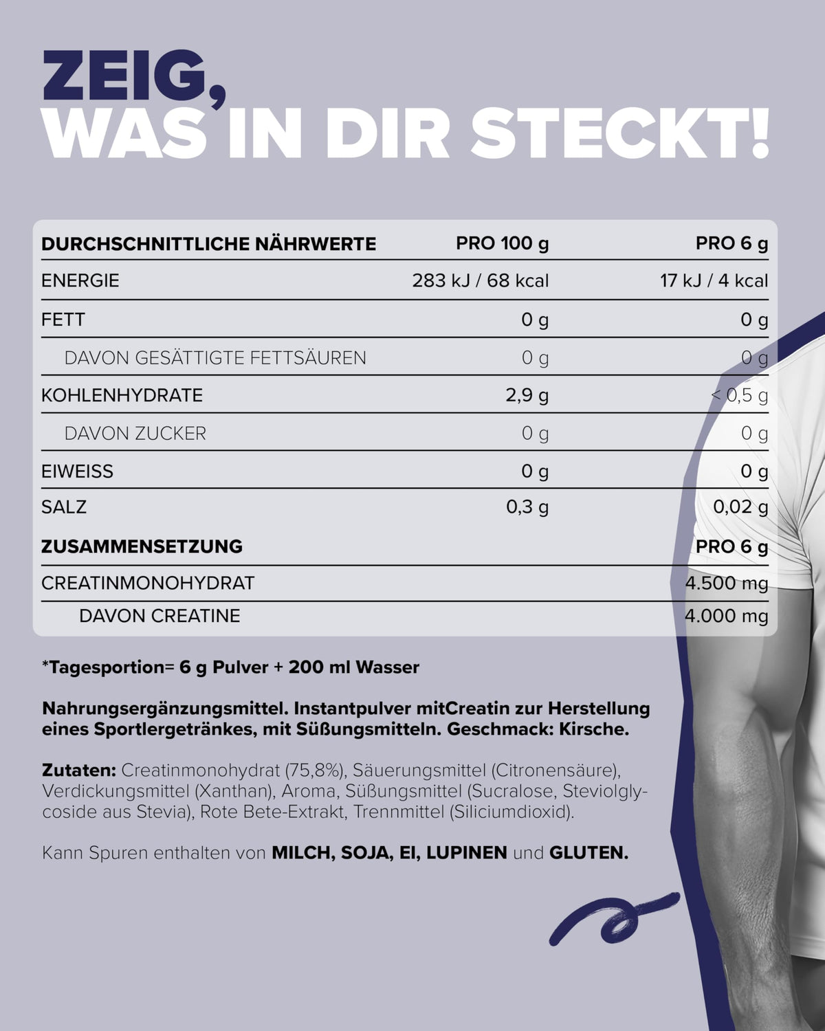 IronMaxx Creatine Powder Flavoured Zero - Kirsche 500g Dose | Hochdosiert Mit 4500Mg Kreatin Monohydrat Pro Portion | Vegan Und Zuckerfrei