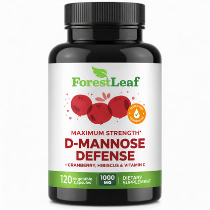 ForestLeaf D Mannose Supplements for Women & Men - D-Mannose 1000mg Capsules with Cranberry, Hibiscus & VIT C - DMannose Pills for UTI
