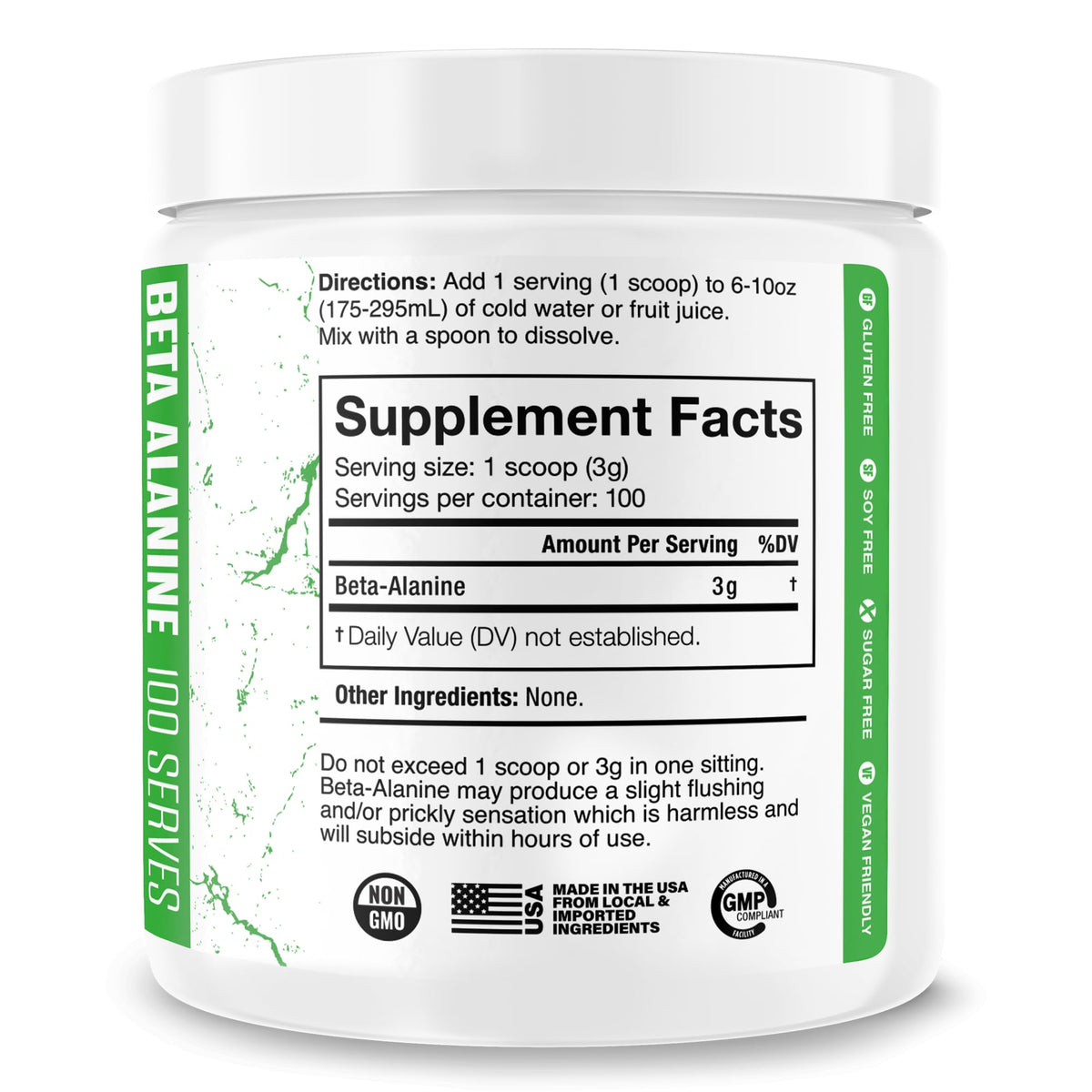 JNX SPORTS The Curse! Beta Alanine Powder - Unflavored, 100 Servings, 3g per Serving, GMP Compliant, Non-GMO, Made in The USA, Dietary Friendly