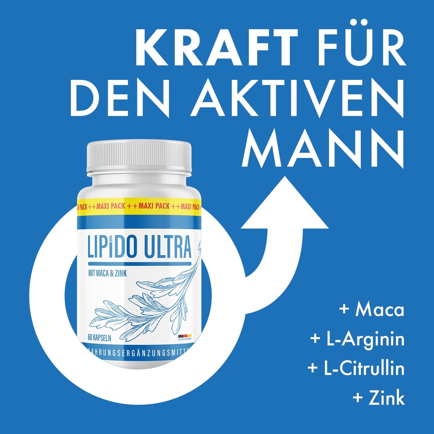 Lipido Ultra Capsules | With L-Arginine, L-Citrulline and Maca | For Men | 60 Capsules