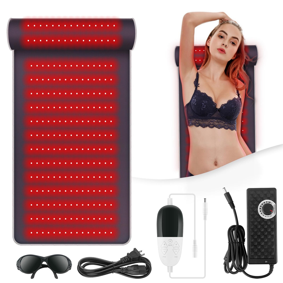 Rutollmit Red Light Therapy Mat - Experience Relaxation with 225 LEDs, 660nm Red Light