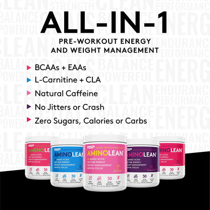 RSP NUTRITION AminoLean Pre Workout Energy (BlackBerry Pomegranate 30 Servings) with AminoLean Recovery Post Workout Boost (Blood Orange 30 Servings)