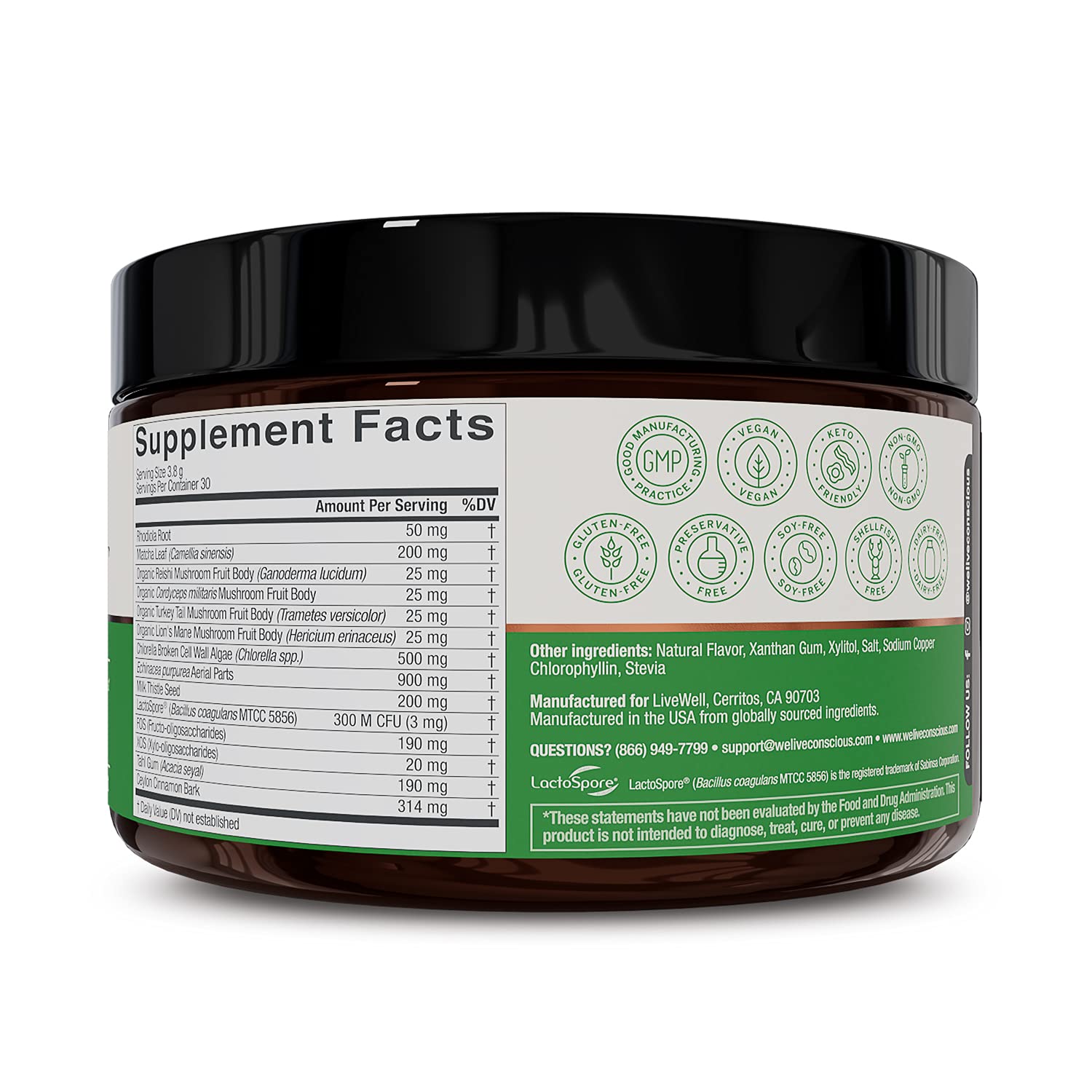Live Conscious Beyond Greens Superfood Powder - Delicious Debloating Super Greens Powder - Matcha Greens Blend w/Chlorella, Echinacea, Probiotics for Immune Support & Energy Live ConsciousBuy Supplements Australia
