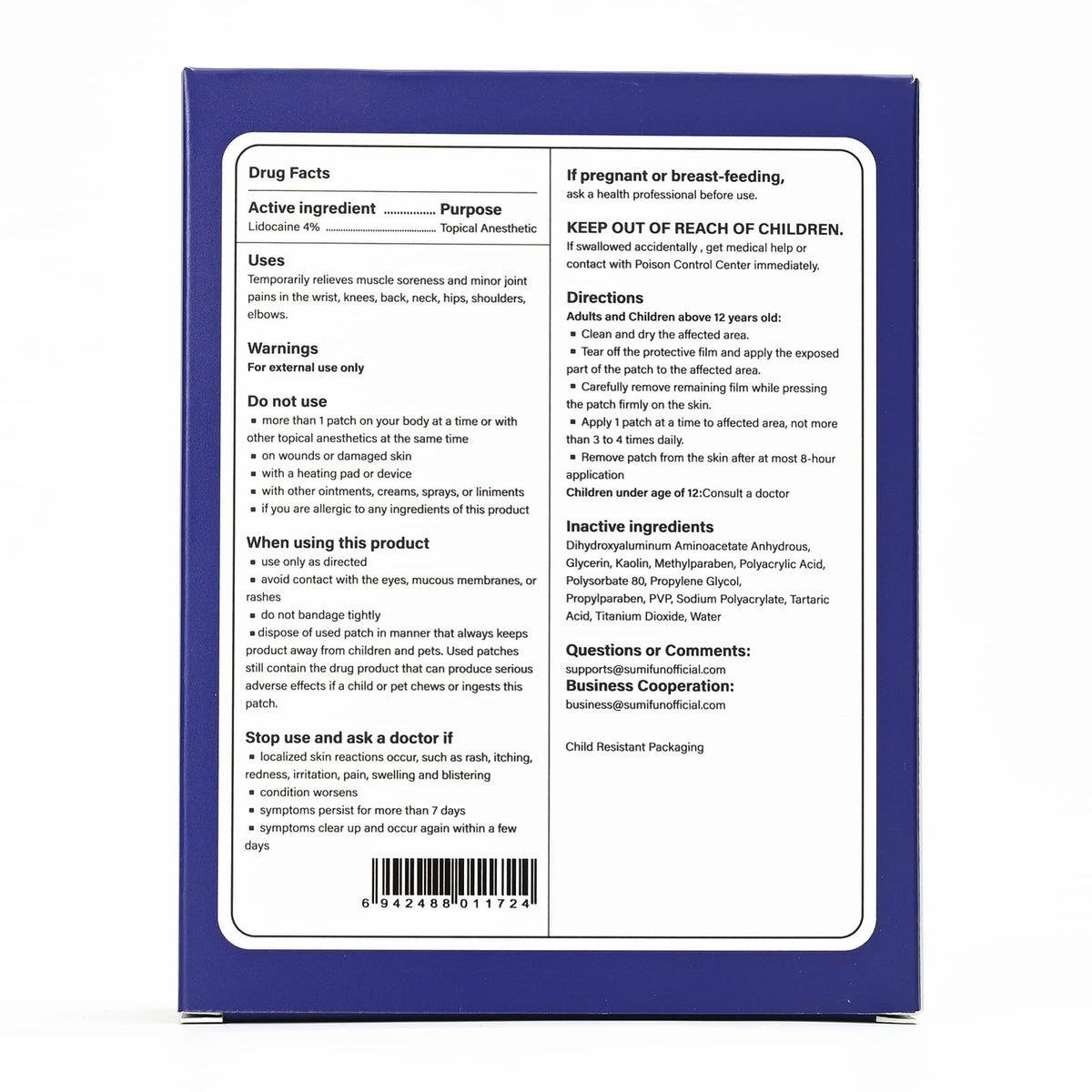 Sumifun 4% Lidocaine XL Pain Patches | Extra Large 4.72"x7.87" for Full Back & Thigh Coverage | Maximum Strength OTC Numbing | 8-Hour Medical Adhesion (X-Large, Count, 10) SumifunBuy Supplements Australia