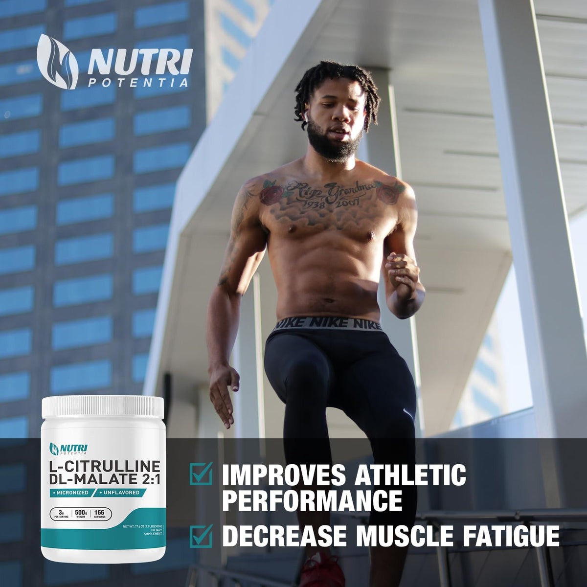 L-Citrulline Dl-Malate 2:1 Powder 500g, Pure L Citrulline Malate Supplement Preworkout Powder, Unflavored, No Additives