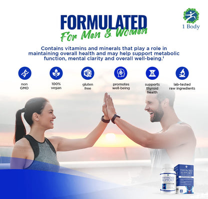 1 Body Thyroid Support Supplement for Women and Men - 2 Pack 60 Days