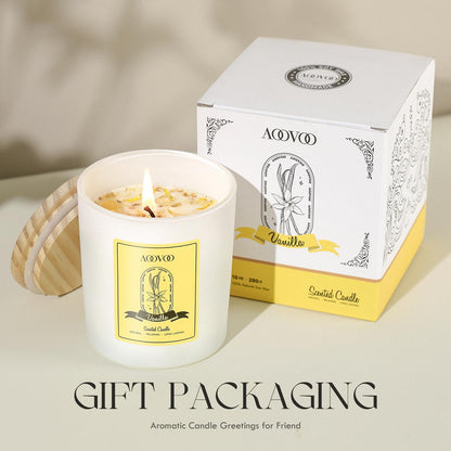 Vanilla Soy Candles Gift for Women - Aromatherapy Candle with Crystals Inside, 10oz Natural Soy Wax Candles AOOVOOBuy Supplements Australia