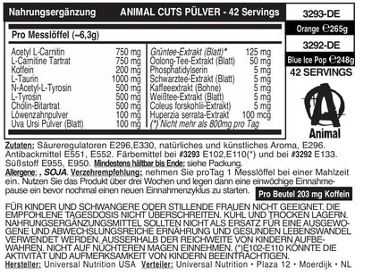 ANIMAL Cuts Powder Ice Pop - All-in-One Formula with Over 4,000 mg of Active Ingredients Per Serving Including Caffeine - Thermogenic Supplement to Help with Weight Loss - 42 Servings
