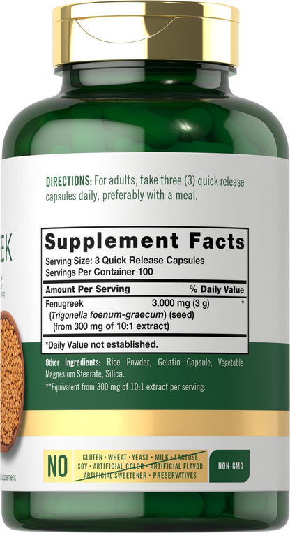 Carlyle Fenugreek Capsules 3000 mg | 300 Count | Non-GMO & Gluten Free Extract CarlyleBuy Supplements Australia
