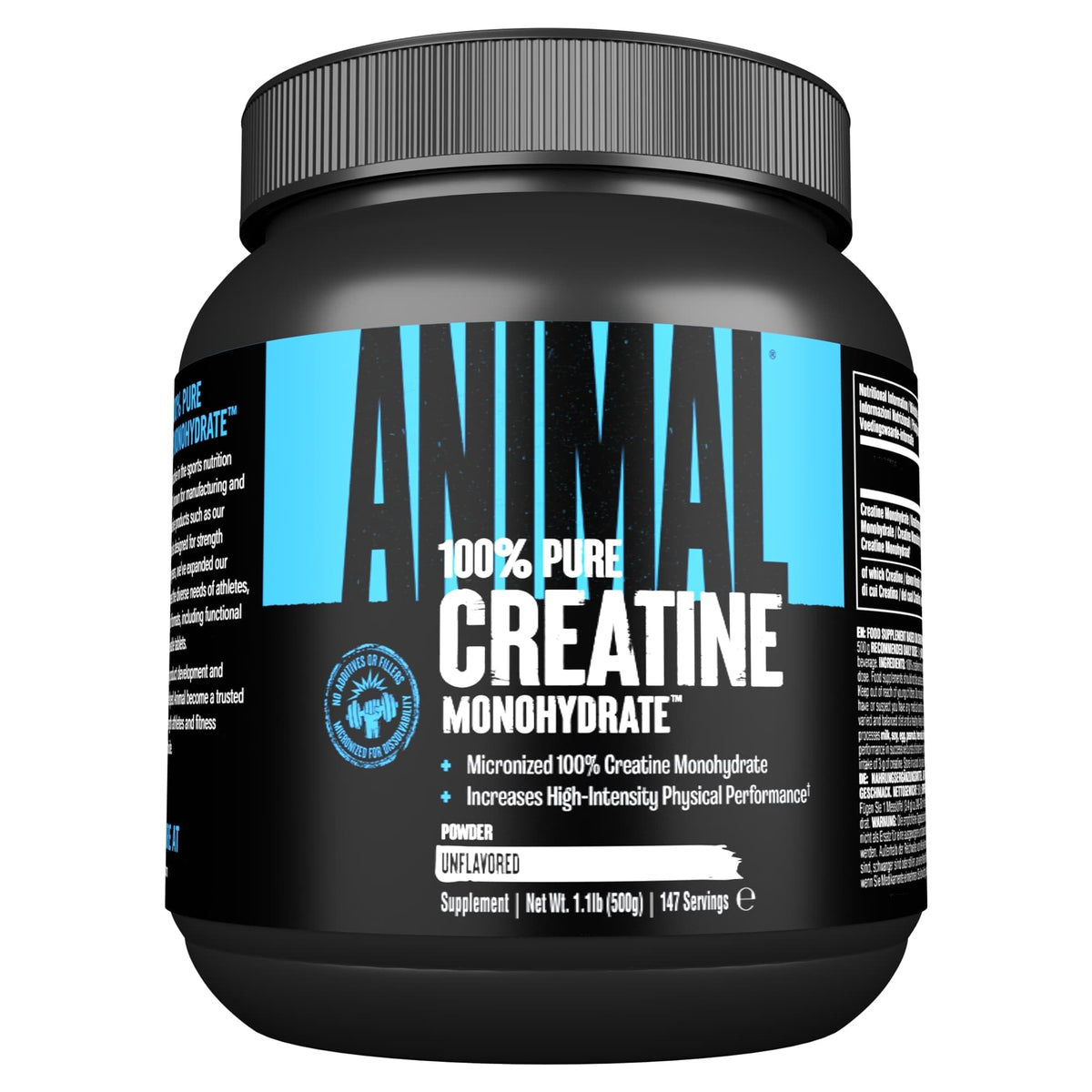ANIMAL Pure Creatine Monohydrate Powder, 500 g | Pure micronised creatine monohydrate, 5 g creatine per serving, easily absorbable, neutral in taste