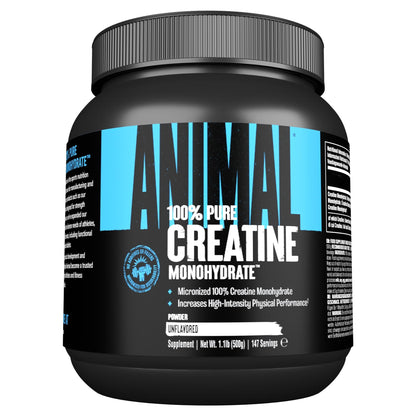 ANIMAL Pure Creatine Monohydrate Powder, 500 g | Pure micronised creatine monohydrate, 5 g creatine per serving, easily absorbable, neutral in taste