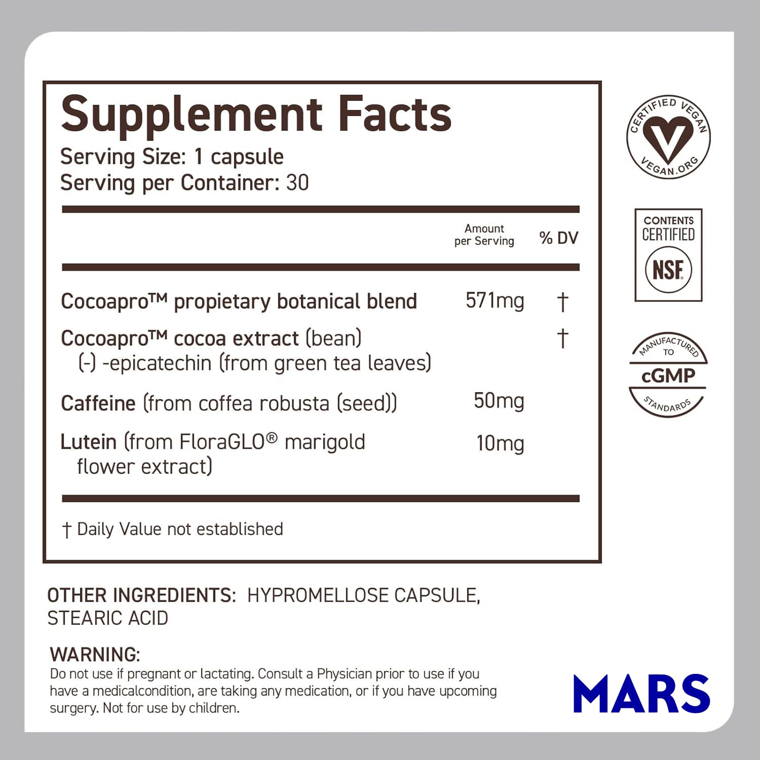 CocoaVia Memory & Focus Brain Supplement, 90 Day, Cocoa Flavanol Blend, Lutein, Added Caffeine for Boost. Improve Cognitive Function, Attention, Vegan & Plant Based, 90 Capsules CocoaViaBuy Supplements Australia