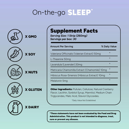 STRIPPIES Dissolvable Sleep Strips – Fast-Acting Melatonin 5mg with L-Theanine, Lavender, Chamomile, Hibiscus & Valerian – Natural Cranberry Flavor – 90 Strips STRIPPIESBuy Supplements Australia