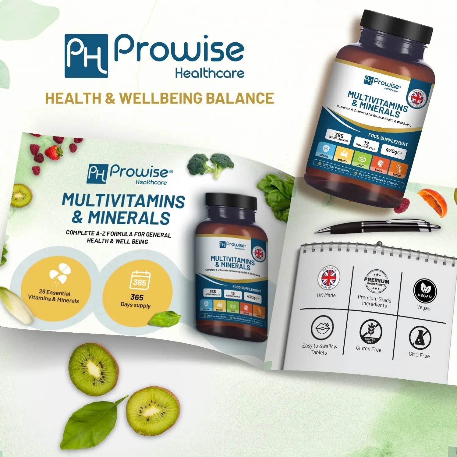 A-Z Multivitamins & Minerals I 365 Vegan Tablets (1 Year Supply) I 26 Essential Active Vitamins, Minerals & Micronutrients PH PROWISE HealthcareBuy Supplements Australia