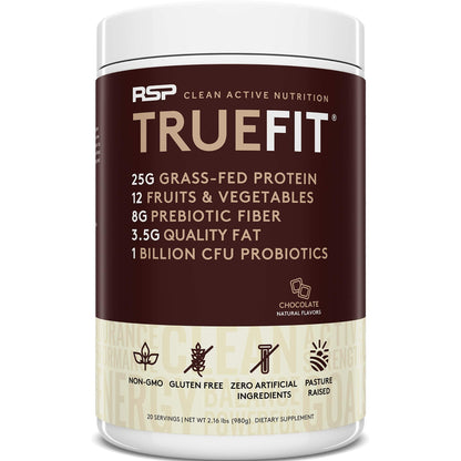 RSP NUTRITION TrueFit Protein Powder (Chocolate 2 LB) with AminoLean Pre Workout Energy (BlackBerry Pomegranate 30 Servings)