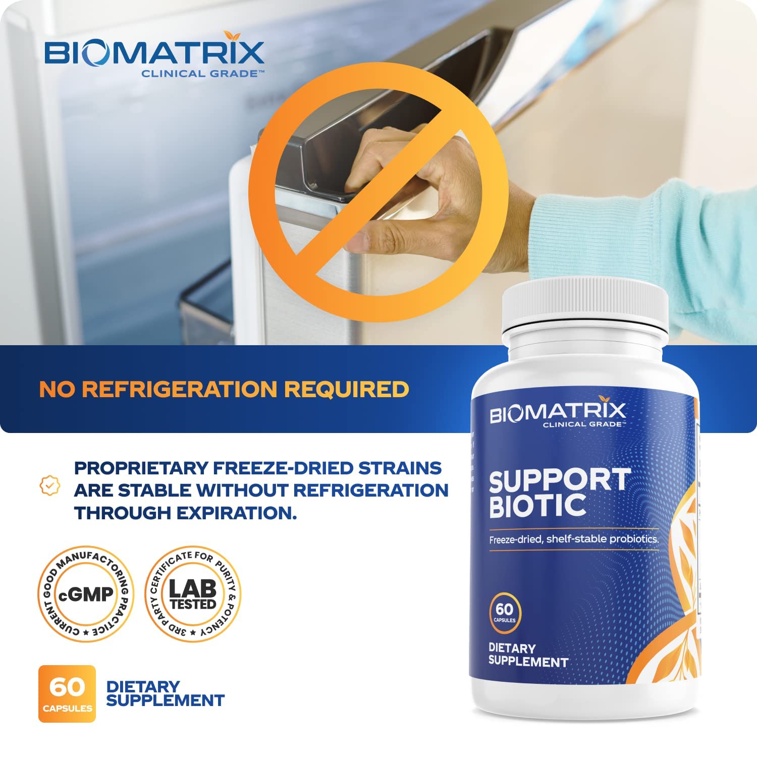 BioMatrix Saccharomyces boulardii Probiotic Supplement w/L. paracasei, L. rhamnosus, Bifidobacterium, Acidophilus – Prebiotic Complement – Temp-Stable, 30-60 Day Supply BioMatrixBuy Supplements Australia
