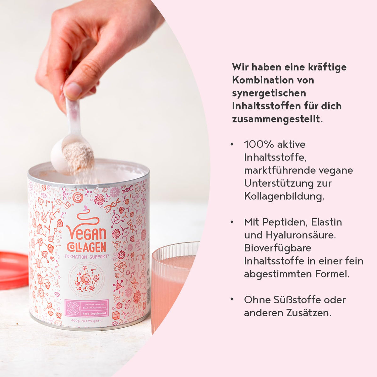 Vegan Collagen Powder + Hyaluronic Acid [400g] Vegetable Alternative to Collagen Hydrolysate, with 13 Amino Acids and Vitamin C from Camu, Tasteless, Made in Germany Alpha Foods