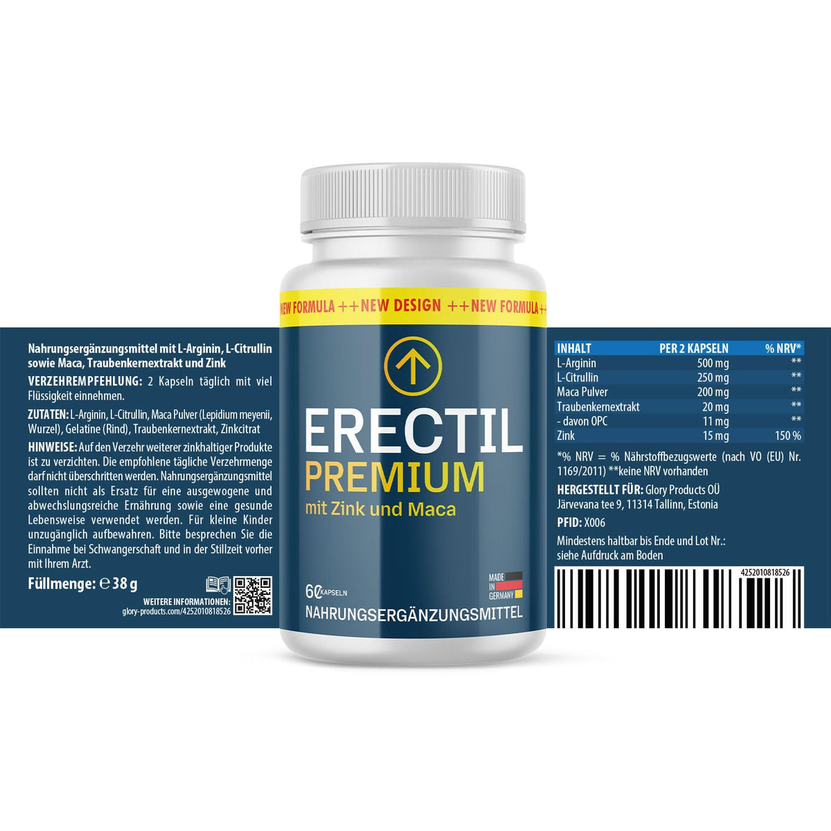 Erectil Wunder Premium Capsules | Power for Active Men | Easy to Use | 60 Capsules