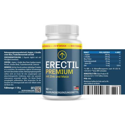 Erectil Wunder Premium Capsules | Power for Active Men | Easy to Use | 60 Capsules