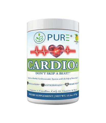 PURE® Cardio+ Nitric Oxide Heart & Circulation Support - 5000mg L-Arginine & 1000mg L-Citrulline - Lemon Lime, 30 Servings Powder, 375 Grams - CoQ10 Beet Root - High Potency Cardiovascular Formula PUREBuy Supplements Australia