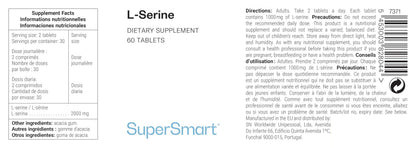 Buy ​Supersmart - L-Serine - Brain Booster - For a Healthy Nervous System | Non-GMO & Gluten Free - 60 Tablets | Non-GMO & Gluten Free - 60 Tablets - OmniHealthRx Usa supplements