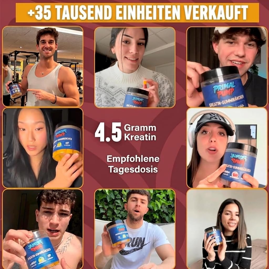 Monohydrated Creatine Gummies 4.5g - Creatine for Performance and Power - Sugar Free, Vegan and Gluten Free Mango Passion Fruit
