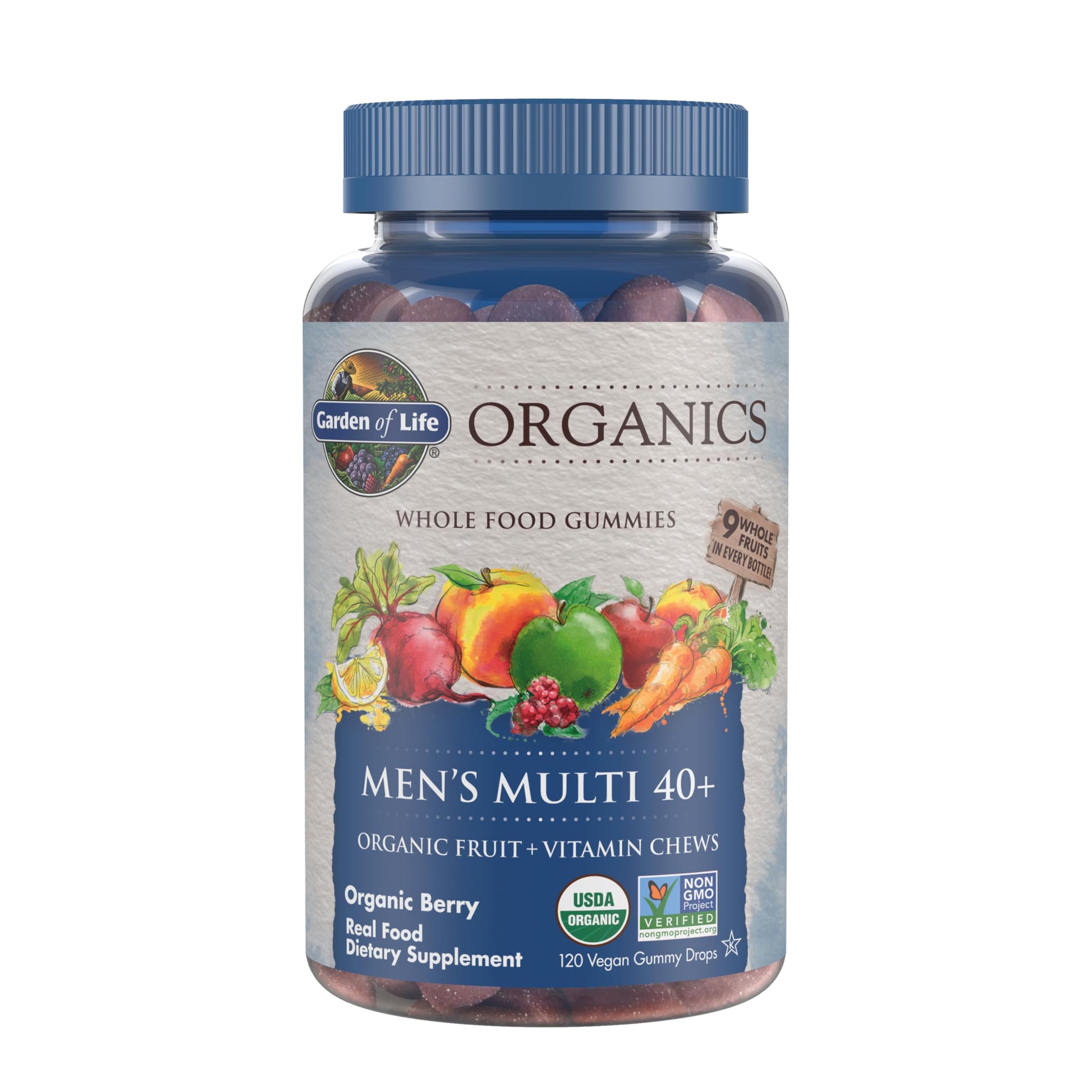 Garden of Life Organics Men 40+ Gummy Vitamins - Berry - Certified Organic, Non-GMO, Vegan, Kosher Complete Multi Garden of LifeBuy Supplements Australia