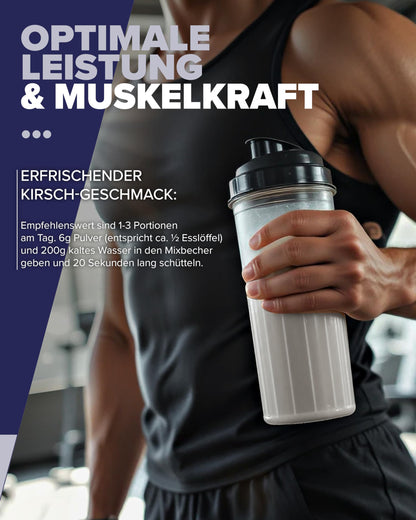 IronMaxx Creatine Powder Flavoured Zero - Kirsche 500g Dose | Hochdosiert Mit 4500Mg Kreatin Monohydrat Pro Portion | Vegan Und Zuckerfrei
