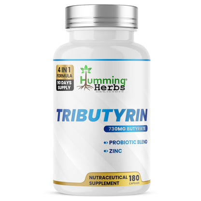 Humming Herbs Tributyrin Complex — 850 mg per Serving (95% Pure, yielding 731 mg Butyrate) with L-Glutamine, Zinc L-Carnosine, FOS & Probiotic Blend (180) Humming HerbsBuy Supplements Australia