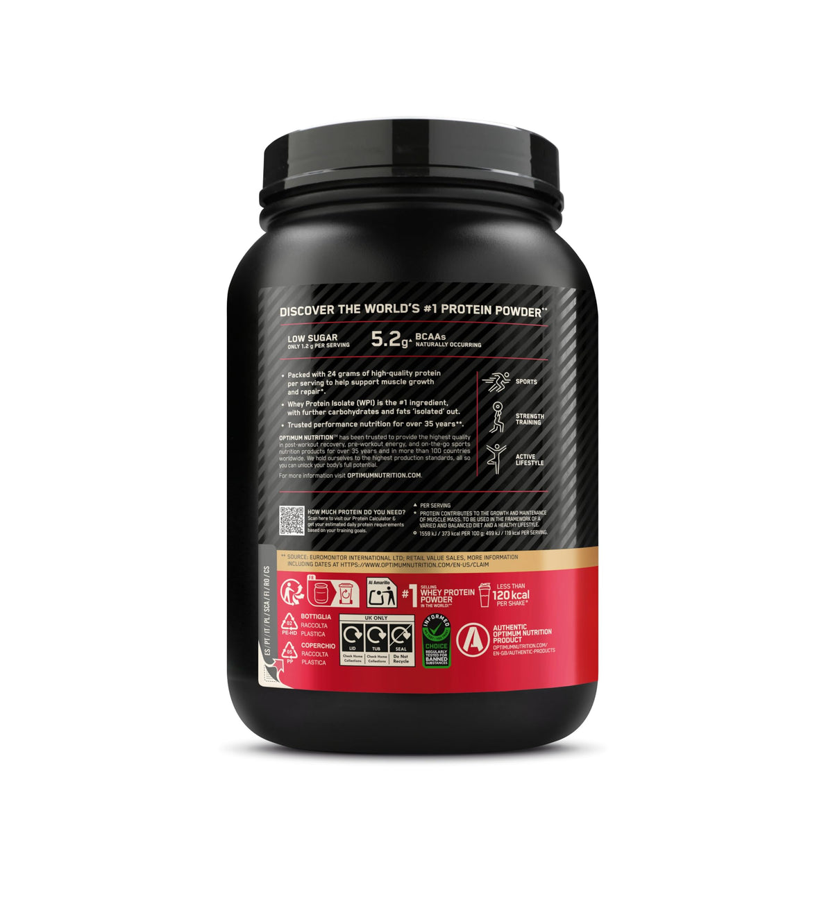 Optimum Nutrition Gold Standard Whey Protein Powder Muscle Building Supplements With Glutamine and Amino Acids, Cookies and Cream, 29 Servings, 900g