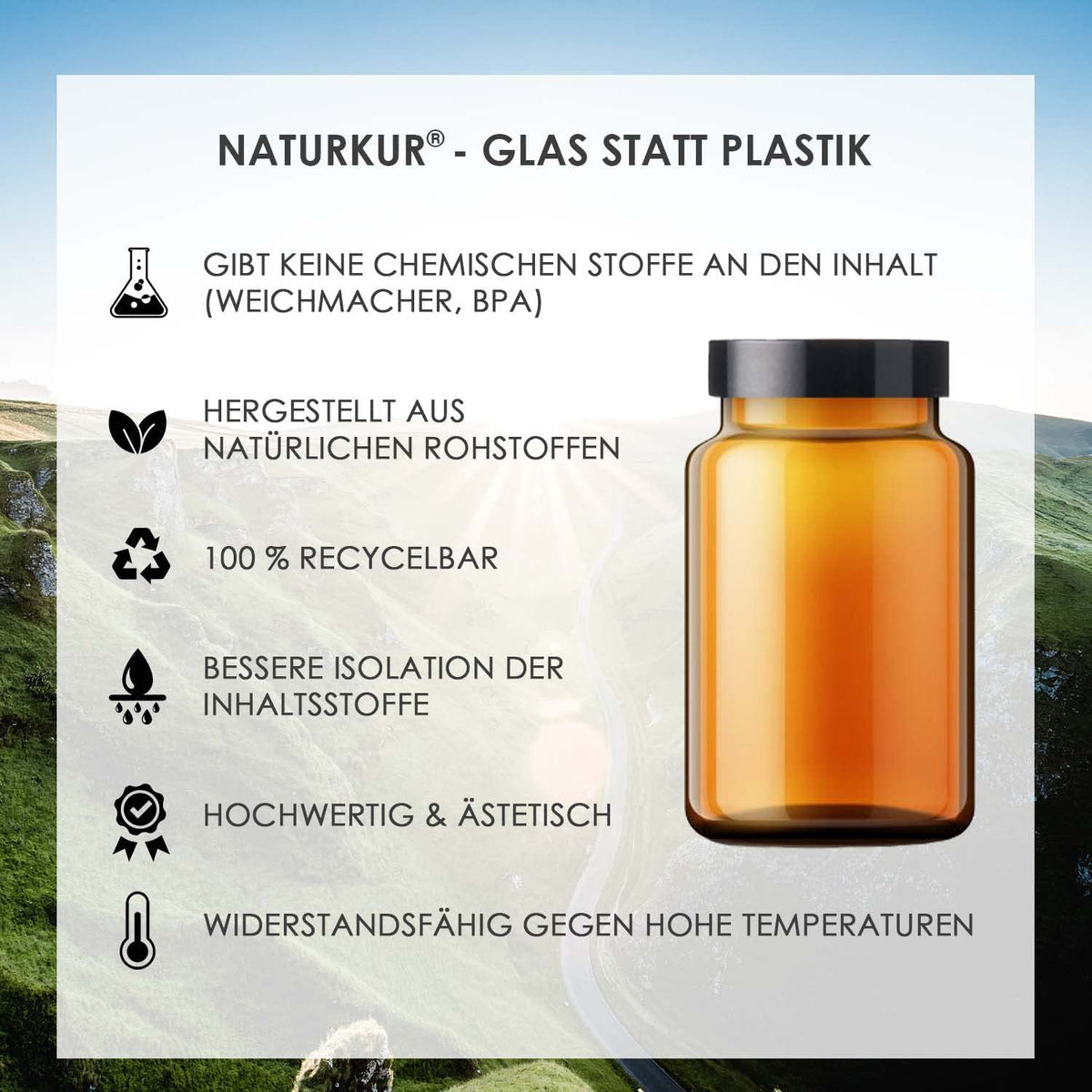 Naturkur L-Theanine 500 mg – 180 Capsules in Pharmacist Jar – Vegan, No Additives, Handmade in Lower Franconia