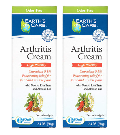Earth's Care Arthritis Cream - Joint Cream with Natural Capsaicin - Topical Analgesic 2.4 OZ (Pack of 2) Earth's CareBuy Supplements Australia