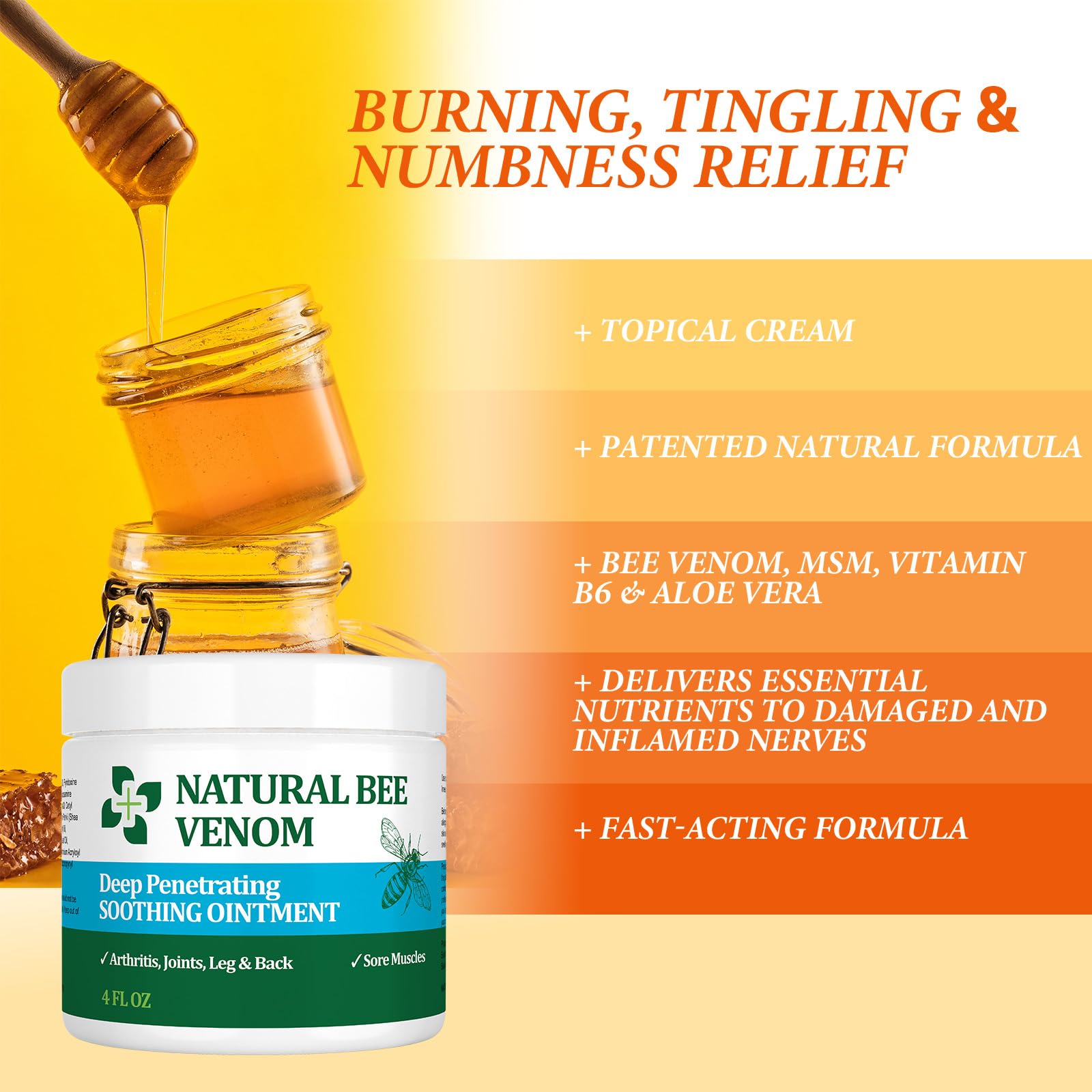 PIBIOOMAP Natural Bee Venom Joint & Muscle & Bone Release Oniment - Homeopathic Remedy - Fast Acting Release for Back, Neck, Hand, Feet, Knee, Muscle, Shoulder, Nerve, Ankle, Foot PIBIOOMAPBuy Supplements Australia