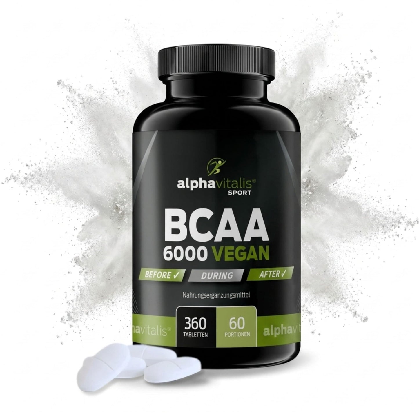 BCAA Mega Tabs 1000Mg Pure BCAAs, Vegan, Gluten Free, Lactose Free, Each Alphavitalis Sport – 360 Tablets – 2 Month Course Essential Amino Acids/Hochdosierte BCAAs for a hard Workout, , , | 360 pieces with L-leucine, L-valine and L-isoleucine