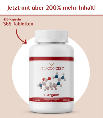 Vitaconcept I L-Arginine I 365 Capsules I High Dose I 1000 mg per Capsule I 98.7% Pure L-Arginine I Vegan
