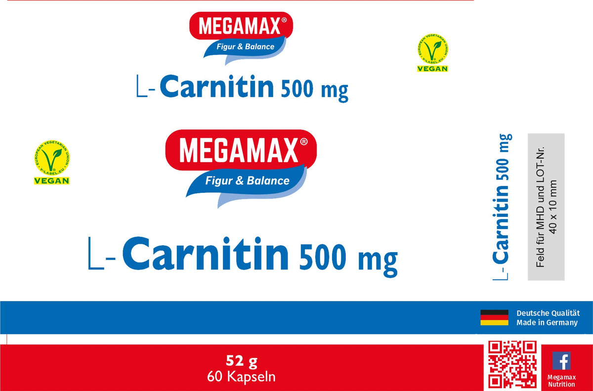 Mega Max Figure & Balance L-Carnitine 500 mg Capsules, Pack of 60 Capsules