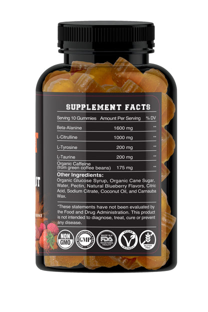 Mindset Dietary Supplement Gummies for Energy and Performance | Naturally Flavored |Vegan and Gluten Free | Multi-Vitamins (Pre Workout)