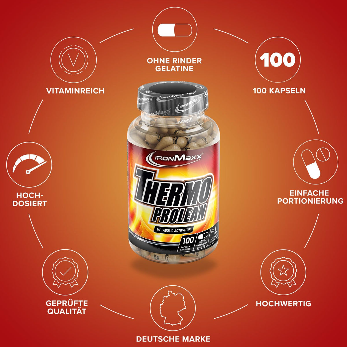Ironmaxx 860mg Thermo Prolean Capsules - Pack of 100 Capsules