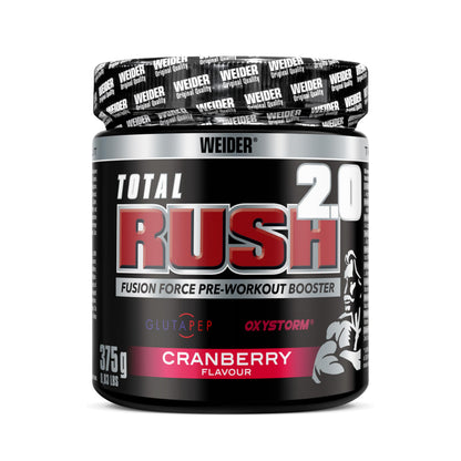 Weider Total Rush 2.0 Powder, 375 g, Cranberry | High-intensity pre-workout powder, with L-citrulline, L-arginine, creatine and caffeine