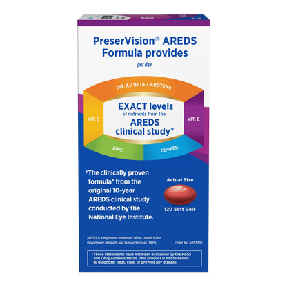 PreserVision AREDS Eye Vitamins, #1 Eye Doctor Recommended Brand, Multivitamin with Copper, Vitamin A, C & E, Zinc Supplements, 120 Softgels PreserVisionBuy Supplements Australia