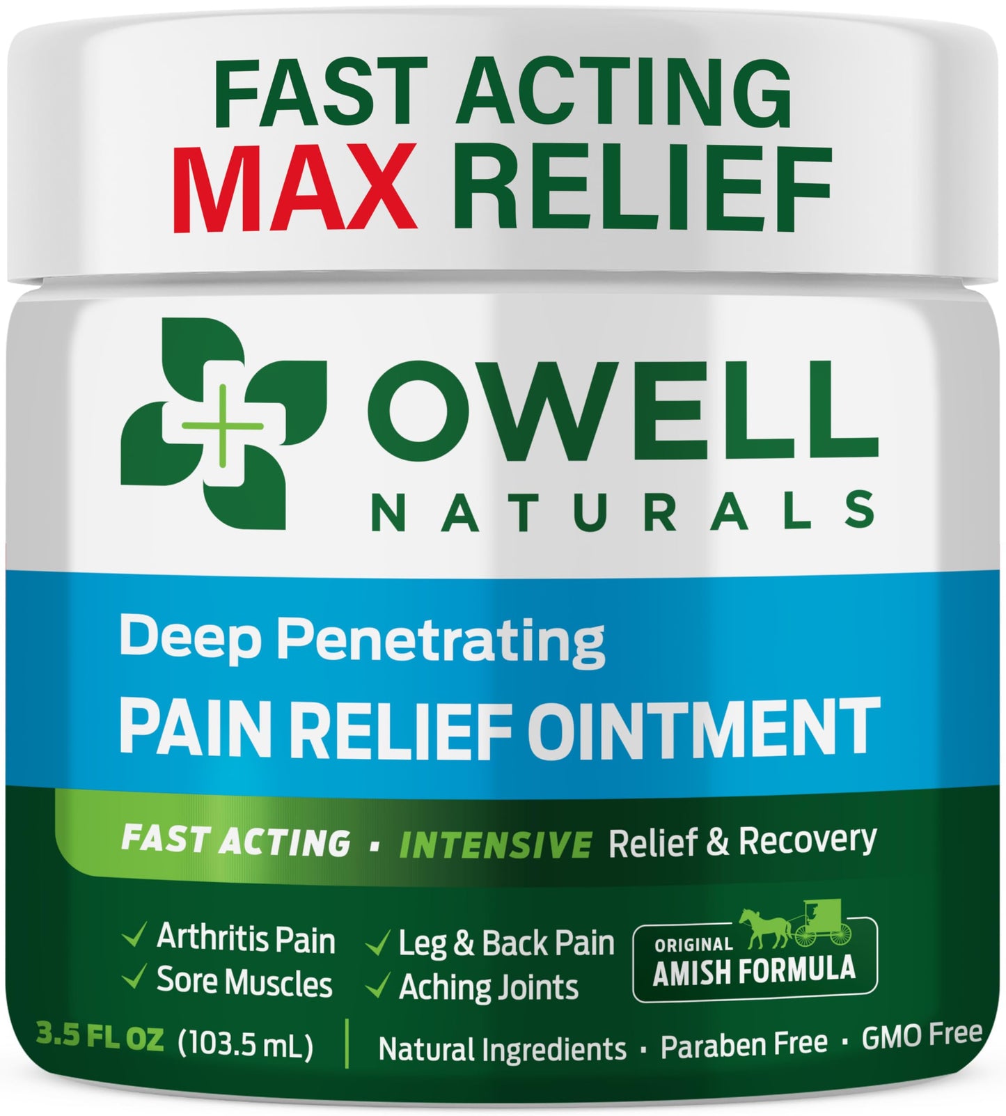 OWELL NATURALS Pain Relief Ointment Deep Penetrating Fast Acting Formula for Arthritis, Joint & Muscle Discomfort, Stiffness, Long-Lasting Soothing Balm, 3.5 oz Owell NaturalsBuy Supplements Australia