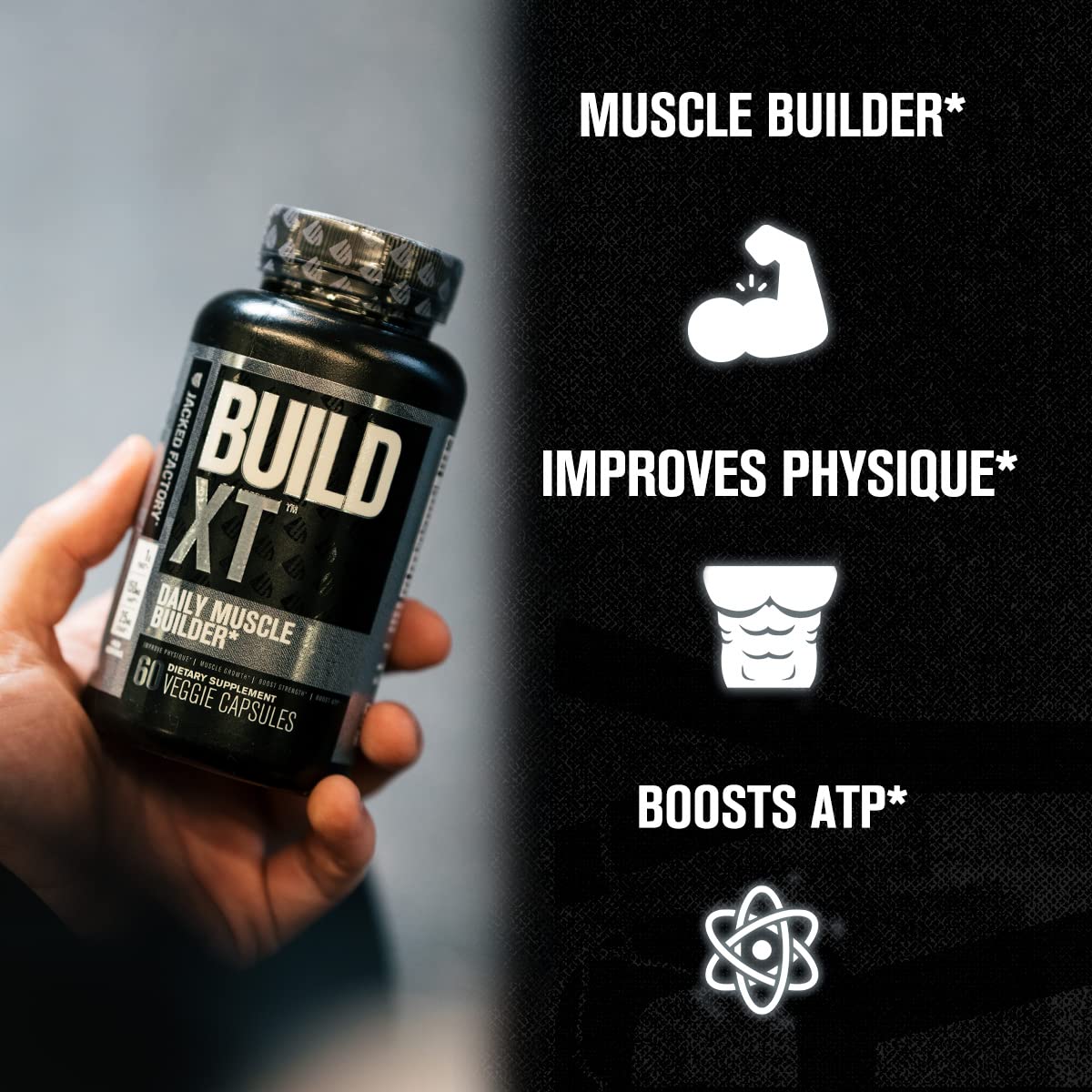 Jacked Factory Nitrosurge Pre-Workout in Arctic White & Build XT Muscle Building Bundle for Men & Women