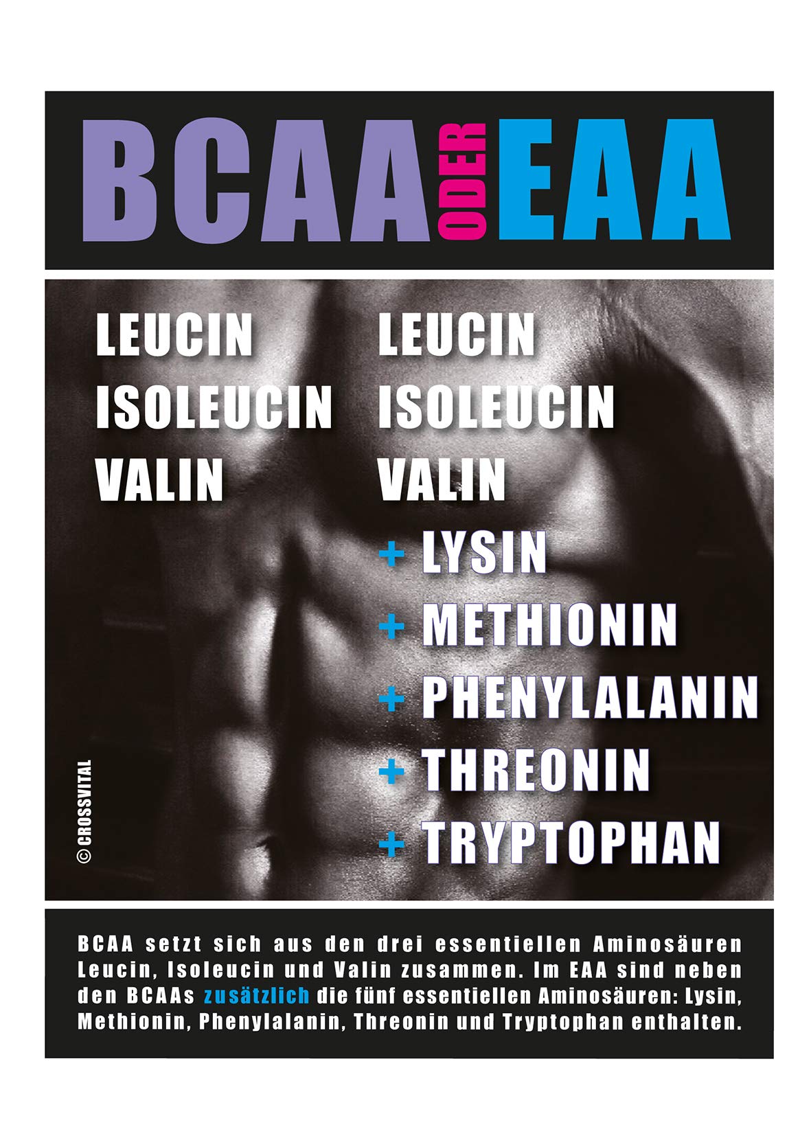 EAA Powder Crossvital Lemon & Lime Vegan 500 g with Vitamin B6 Mega Taste 1A Soluble Made in Germany