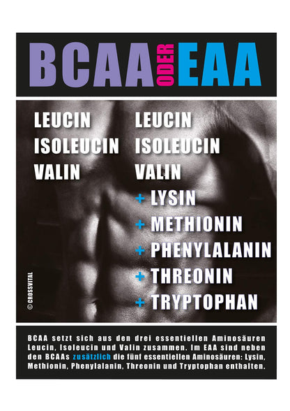EAA Powder Crossvital Lemon & Lime Vegan 500 g with Vitamin B6 Mega Taste 1A Soluble Made in Germany