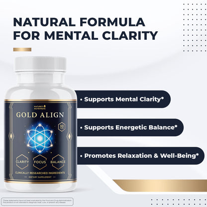 Gold Align - Holy Basil Capsules with Sage, Goldenseal, Monoatomic Gold - Herbal Supplement for Overall Health,100% Natural - Made in USA, Non-GMO, GMP-Certified - 30 Capsules, 1 Month Supply Nature’s NutriWaveBuy Supplements Australia