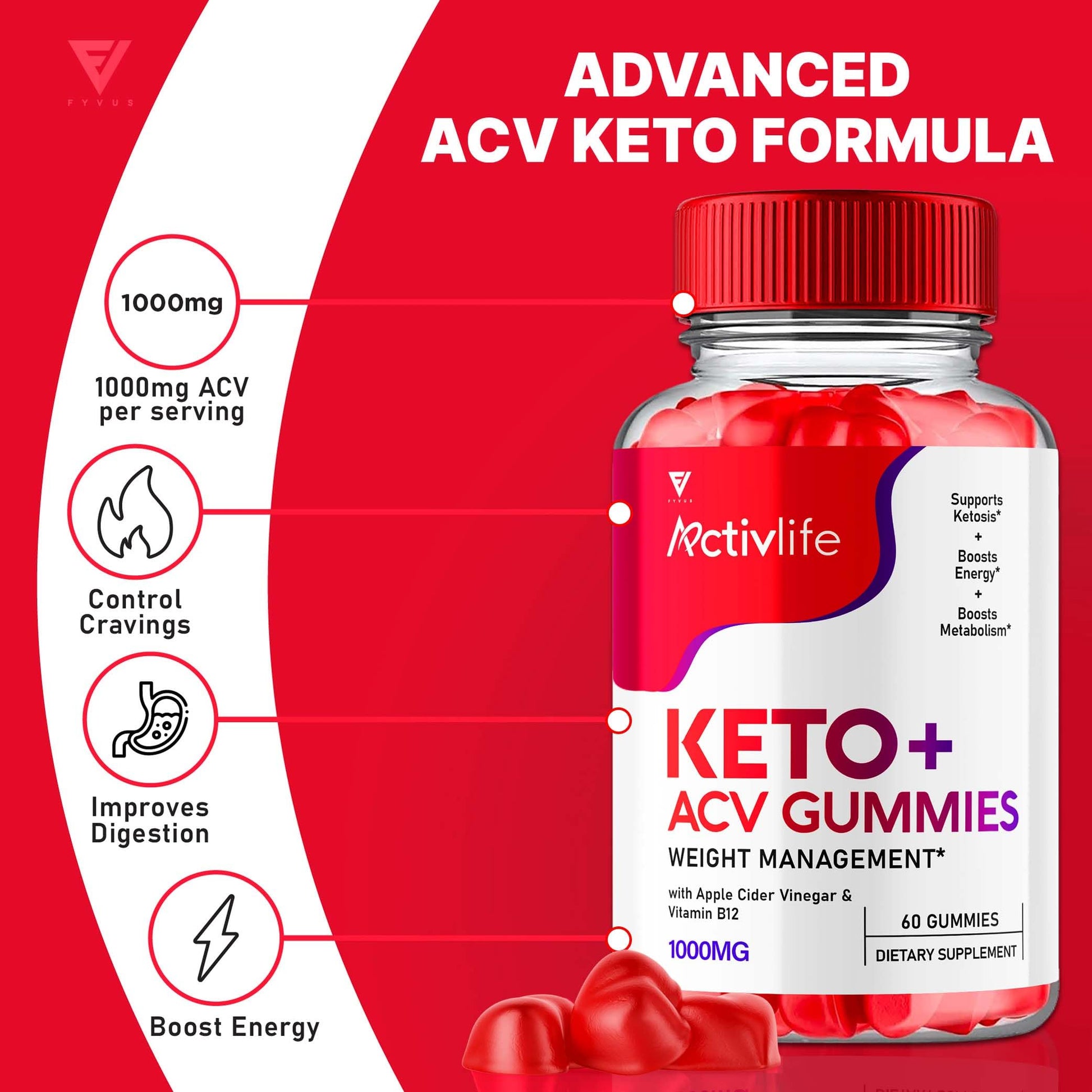 (2 Pack) Activlife Keto ACV Gummies Activelife Keto Advanced, Active Life Keto FyvusBuy Supplements Australia