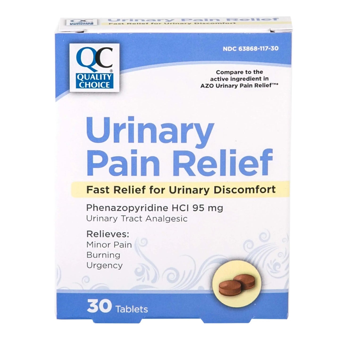 Quality Choice Fast Acting Urinary Pain Relief, Phenazopyridine Hydrochloride 95mg, Relieves UTI Pain, Burning, Frequent Urination, Bladder Discomfort, Urgency. One 30 Tablet Box (30 Total Tablets) Quality ChoiceBuy Supplements Australia