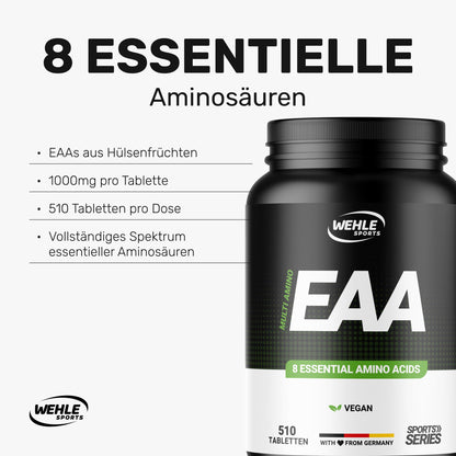 Multi Amino - EAA Pattern 510 x EAA Tablets with 1036 mg Each - All 8 Essential Amino Acids Complex High Dose - Vegan