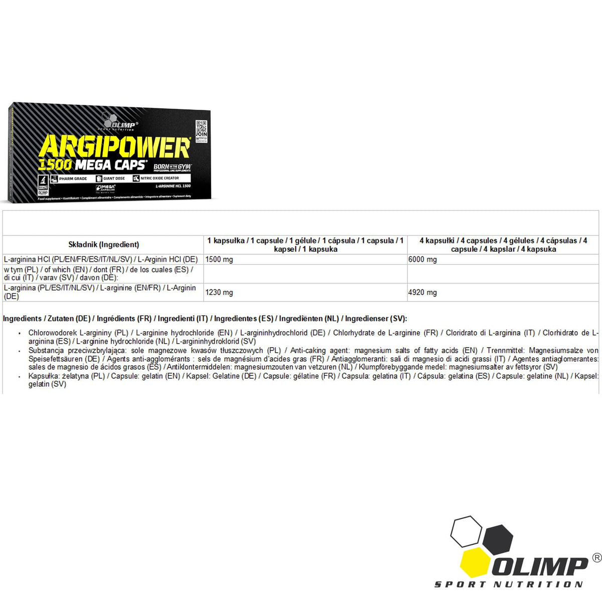 Buy ​Argipower 120 Capsules | Hardcore Nitric Oxide | Dietary Supplement Before Training | Large L-Arginine Dose - OmniHealthRx Usa supplements