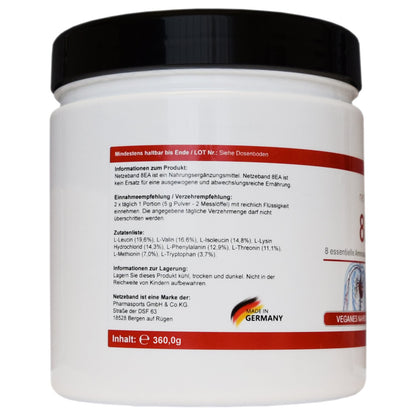 8EA - 8 Essential Amino Acids Vegan in Optimal Ratio L-Leucine, L-Valine, L-Isoleucine, L-Phenylalanine, L-Lysine, L-Threonine, L-Methionine and L-Tryptophan